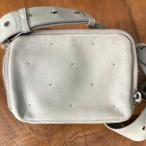All Saints Light Grey Vincent Crossbody Thick Strap Bag